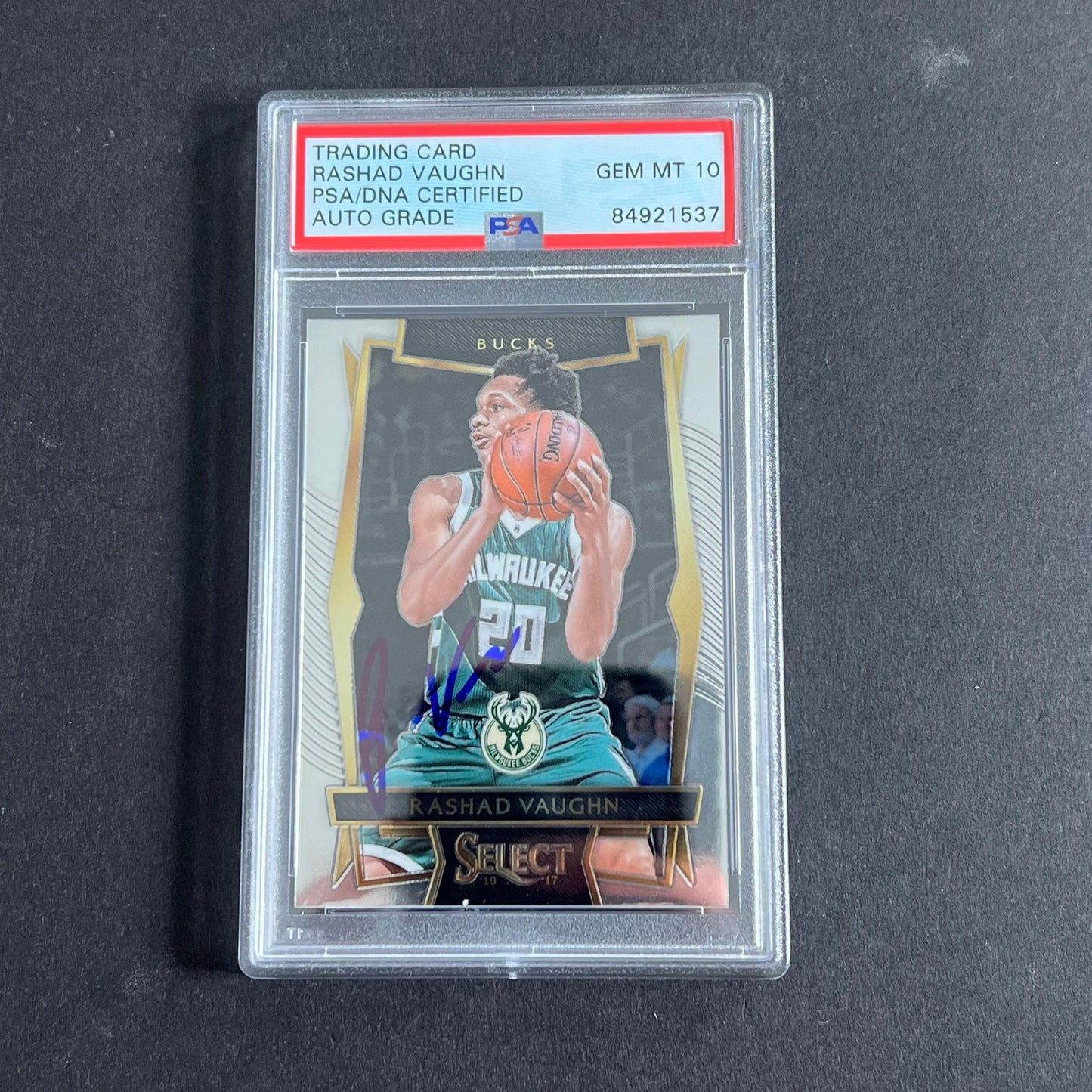 2016-17 Panini Select #8 Rashad Vaughn Signed Card AUTO PSA 10 Slabbed Bucks