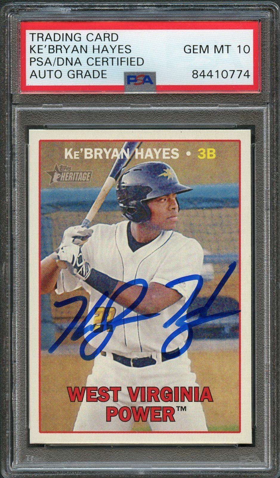 2016 Topps Heritage Minors #187 Ke’Bryan Hayes Signed Card PSA Slabbed Auto Grad