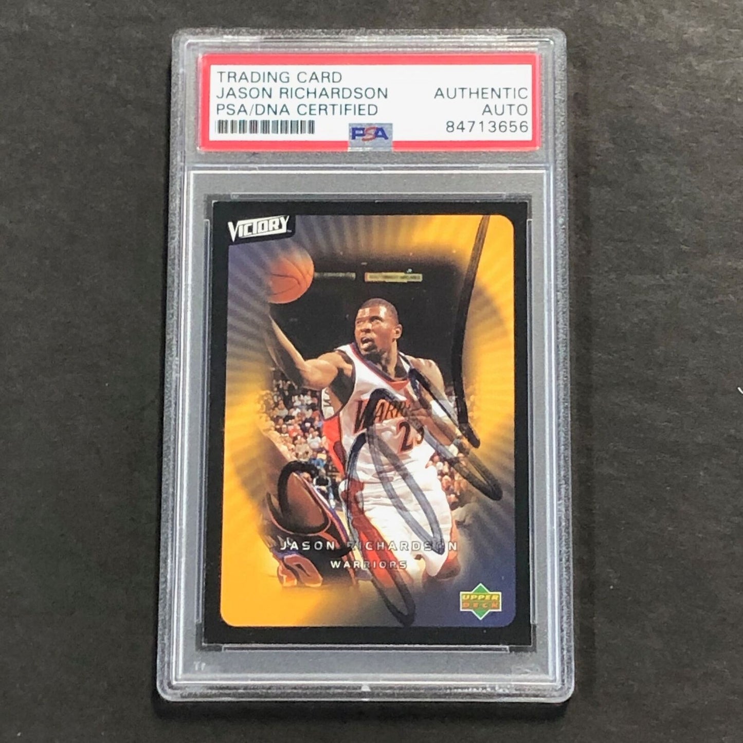 2002-03 Upper Deck Victory #28 Jason Richardson Signed Card AUTO PSA Slabbed War