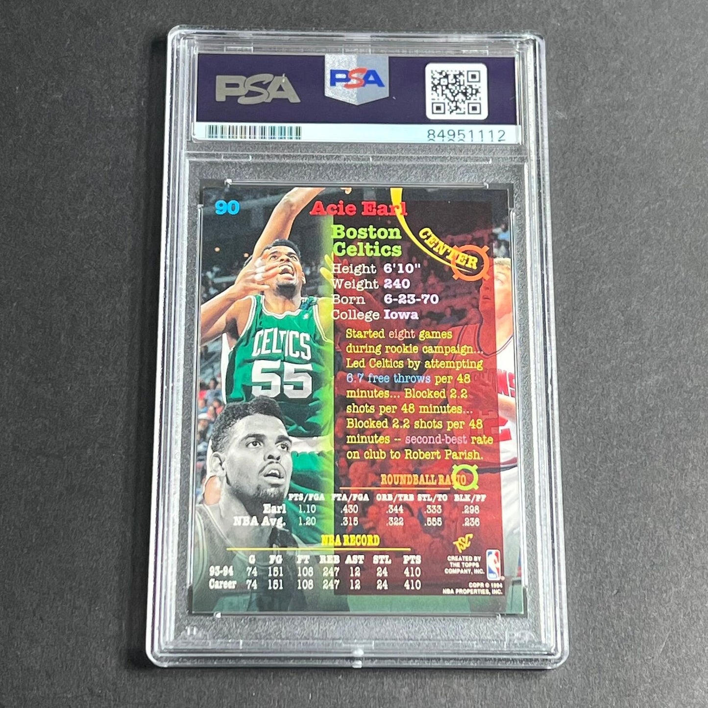 1993-94 Topps #90 Acie Earl Signed Card AUTO PSA Slabbed Celtics