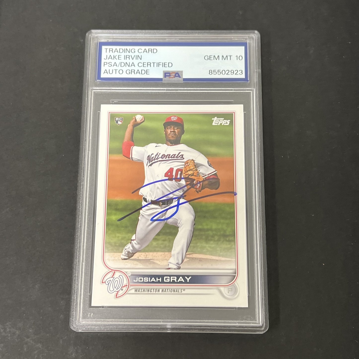 2022 Topps Series 1 #43 Josiah Gray signed card PSA Auto 10 Nationals