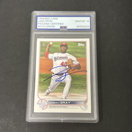 2022 Topps Series 1 #43 Josiah Gray signed card PSA Auto 10 Nationals