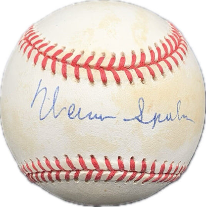 Warren Spahn signed baseball PSA/DNA autographed Braves