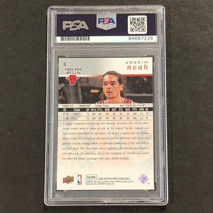 2008-09 Upper Deck #8 Joakim Noah Signed Card AUTO PSA Slabbed Bulls