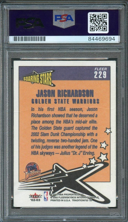 2002-03 Fleer Tradition #229 Jason Richardson Signed Card AUTO PSA Slabbed Warri