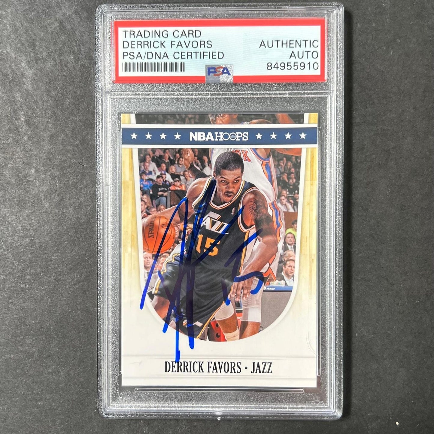 2012 Panini NBA Hoops #233 Derrick Favors Signed Card AUTO PSA Slabbed Jazz