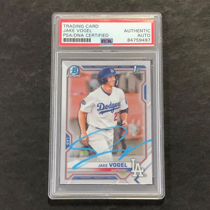 2021 Bowman Chrome #BCP-59 Jake Vogel Signed Card PSA Slabbed Auto Dodgers