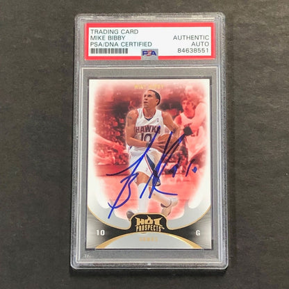 2008-09 Fleer NBA Top Prospect #6 Mike Bibby Signed Card AUTO PSA Slabbed Hawks