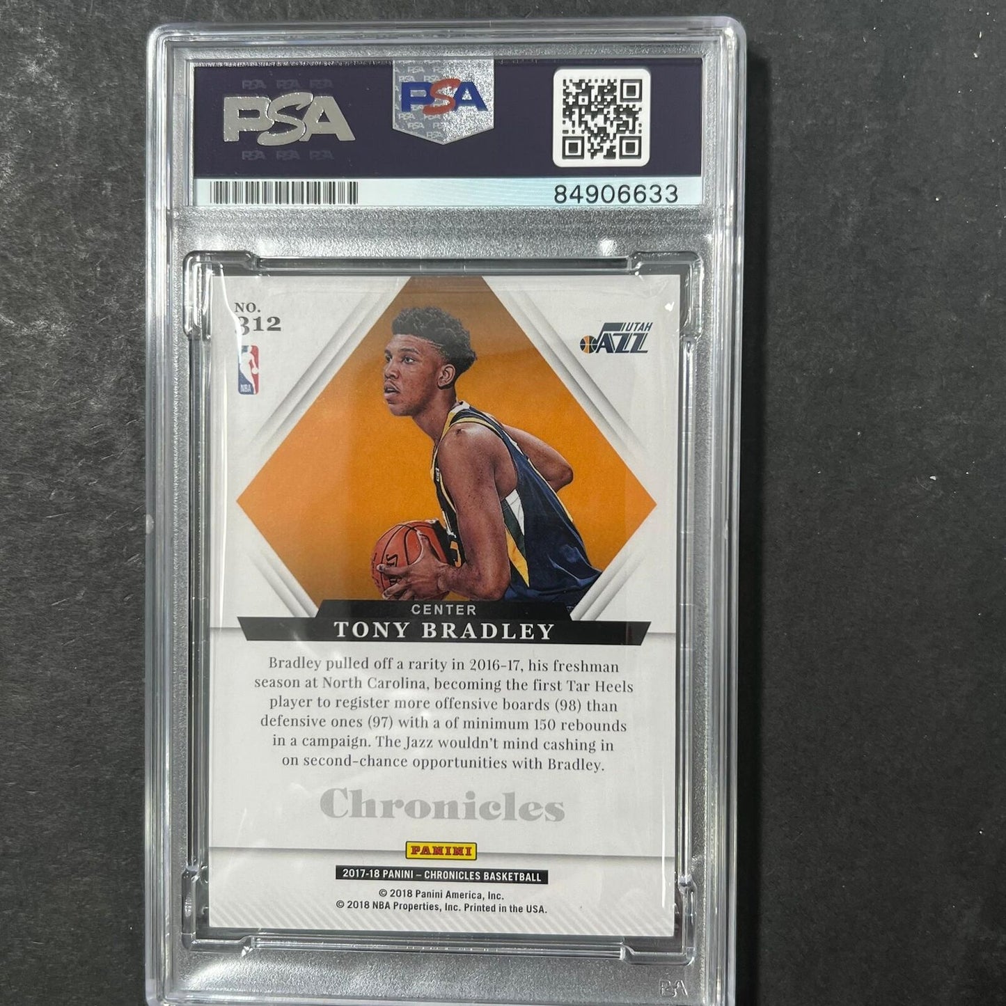2017-18 Panini Chronicles #312 Tony Bradley Signed Card AUTO PSA Slabbed RC Jazz