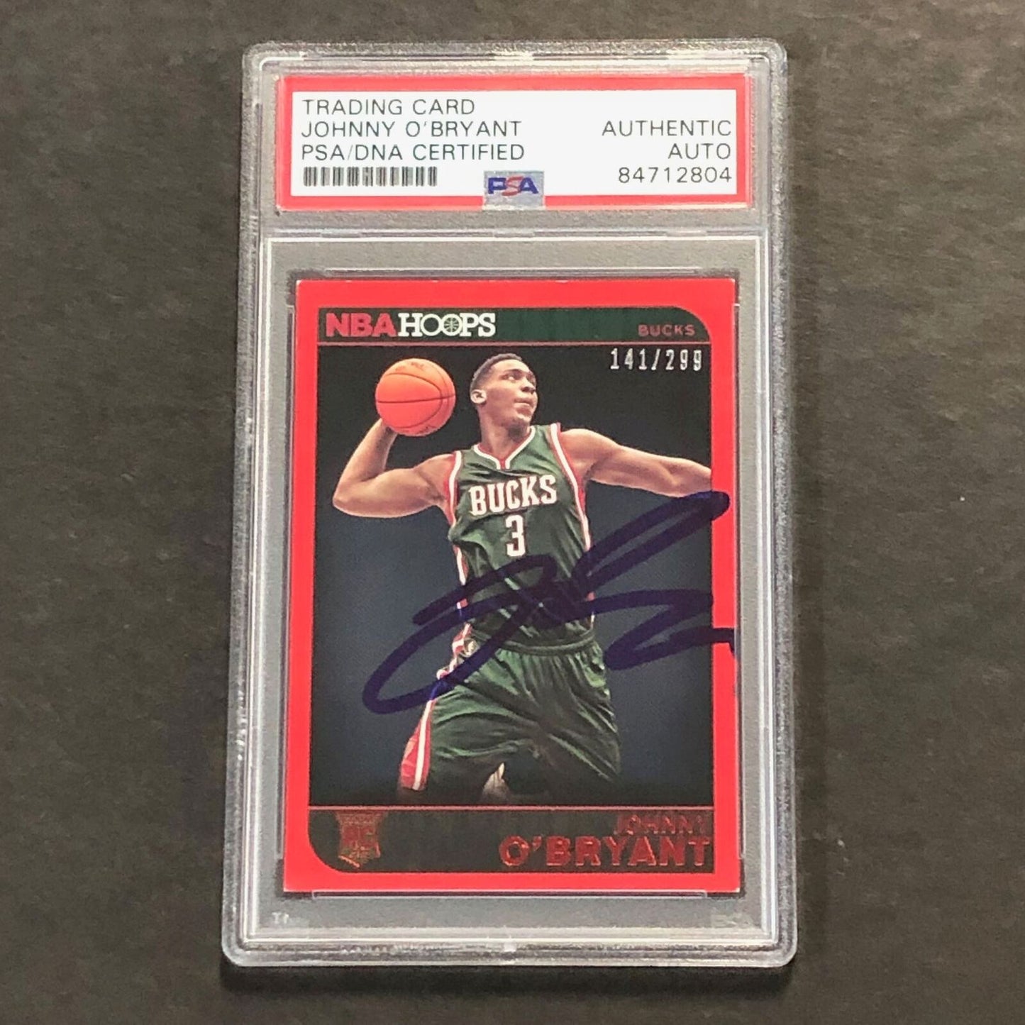 2014-15 NBA Hoops #290 Johnny O'Bryant Signed Card AUTO PSA/DNA Slabbed RC Bucks