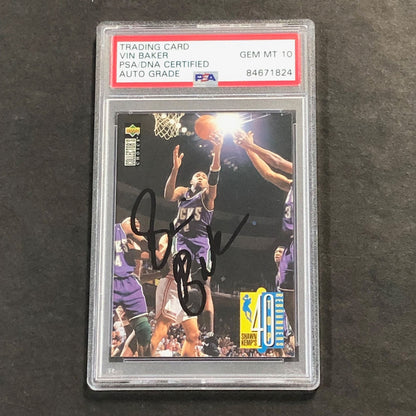 1995-96 Upper Deck Collector's Choice #406 Vin Baker Signed Card AUTO 10 PSA/DNA