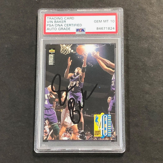 1995-96 Upper Deck Collector's Choice #406 Vin Baker Signed Card AUTO 10 PSA/DNA