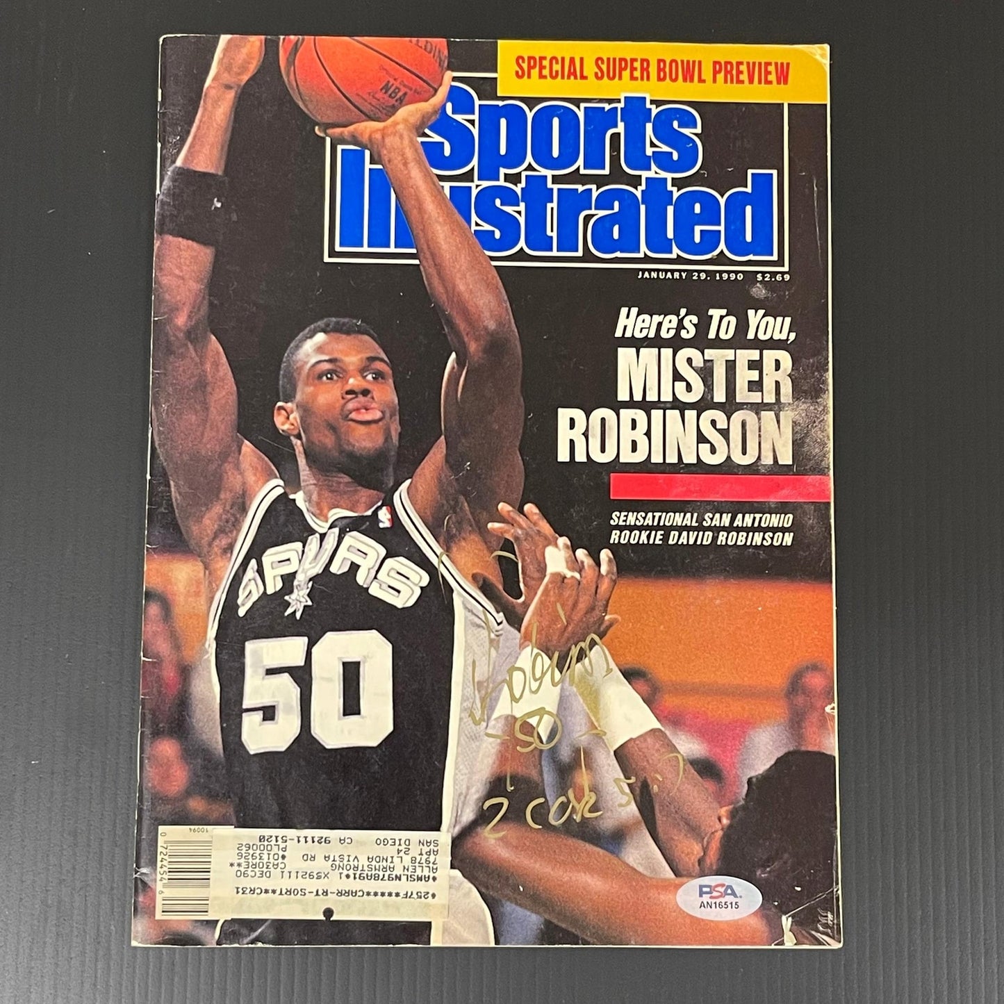 David Robinson Signed Magazine PSA/DNA Slabbed Autographed Spurs