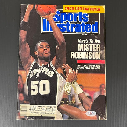 David Robinson Signed Magazine PSA/DNA Slabbed Autographed Spurs