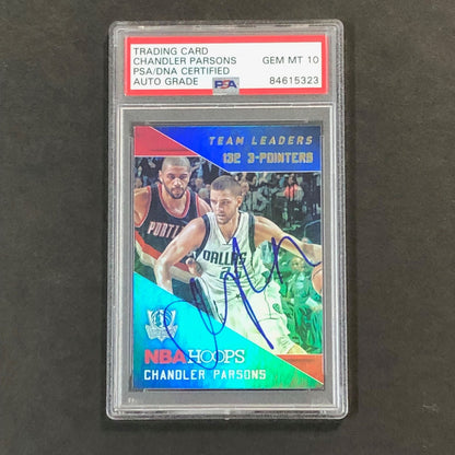 2015-16 NBA Hoops Team Leaders #14 Chandler Parsons Signed Card AUTO 10 PSA/DNA