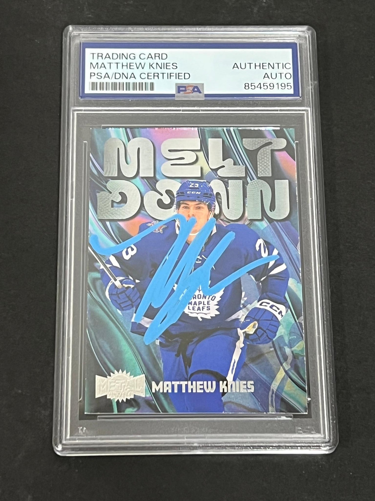 2023-24 Skybox Metal Universe Meltdown #M8 Matthew Knies Signed Card AUTO PSA sl