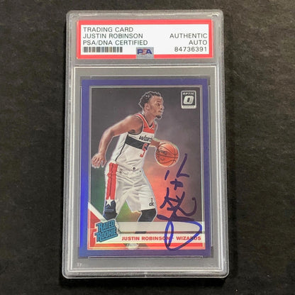 2019-20 OPTIC RATED ROOKIE #174 JUSTIN ROBINSON Signed Rookie Card AUTO PSA Slab