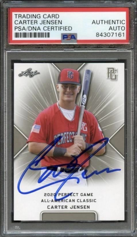 2020 Leaf Perfect Game Carter Jensen Signed Card AUTO PSA Slabbed