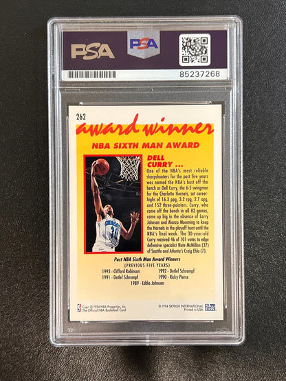 1993-94 SkyBox Basketball #262 Dell Curry Signed Card AUTO PSA/DNA Slabbed Horne