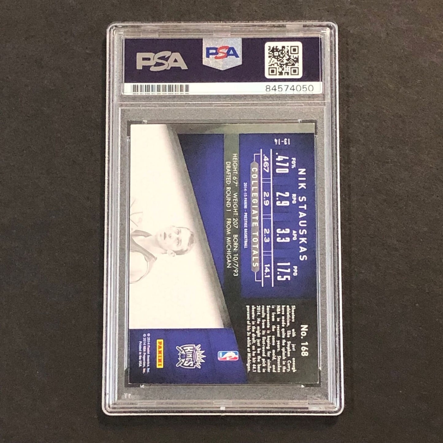 2014-15 Panini Prestige #168 Nik Stauskas Signed Card AUTO PSA Slabbed RC Kings