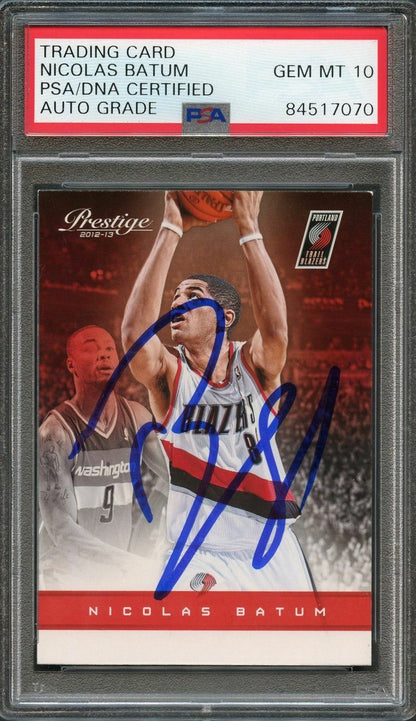 2012-13 Panini Prestige #11 Nicolas Batum Signed Card AUTO 10 PSA Slabbed Blazer