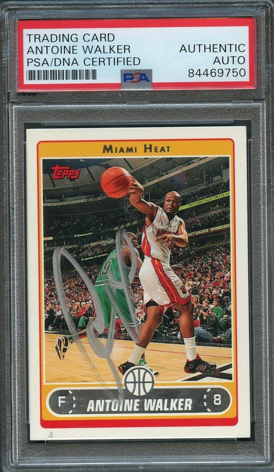 TOPPS 2006-07 #201 Antoine Walker Signed Card AUTO PSA Slabbed Heat