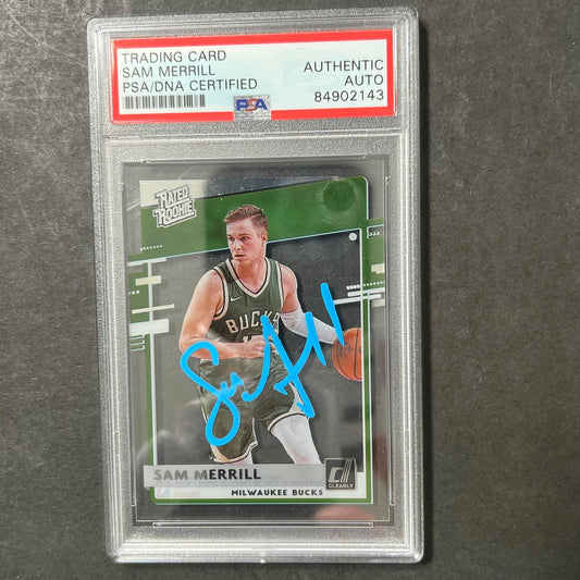 2020-21 Panini Clearly Donruss #63 Sam Merrill Signed Card AUTO PSA Slabbed Buck