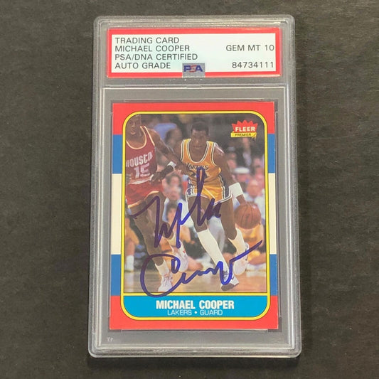 1986 Fleer #17 Michael Cooper Signed Card AUTO GRADE 10 PSA Slabbed Lakers