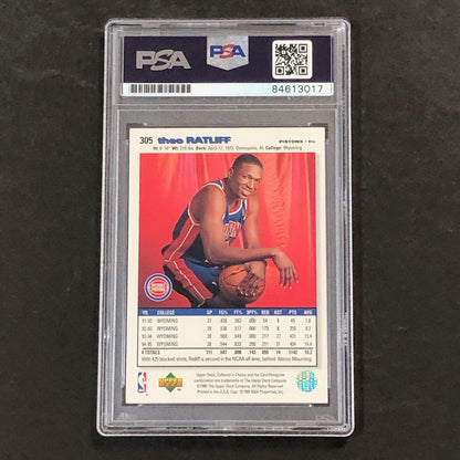 1995-96 Collector's Choice #305 Theo Ratliff Signed Card AUTO PSA Slabbed Piston