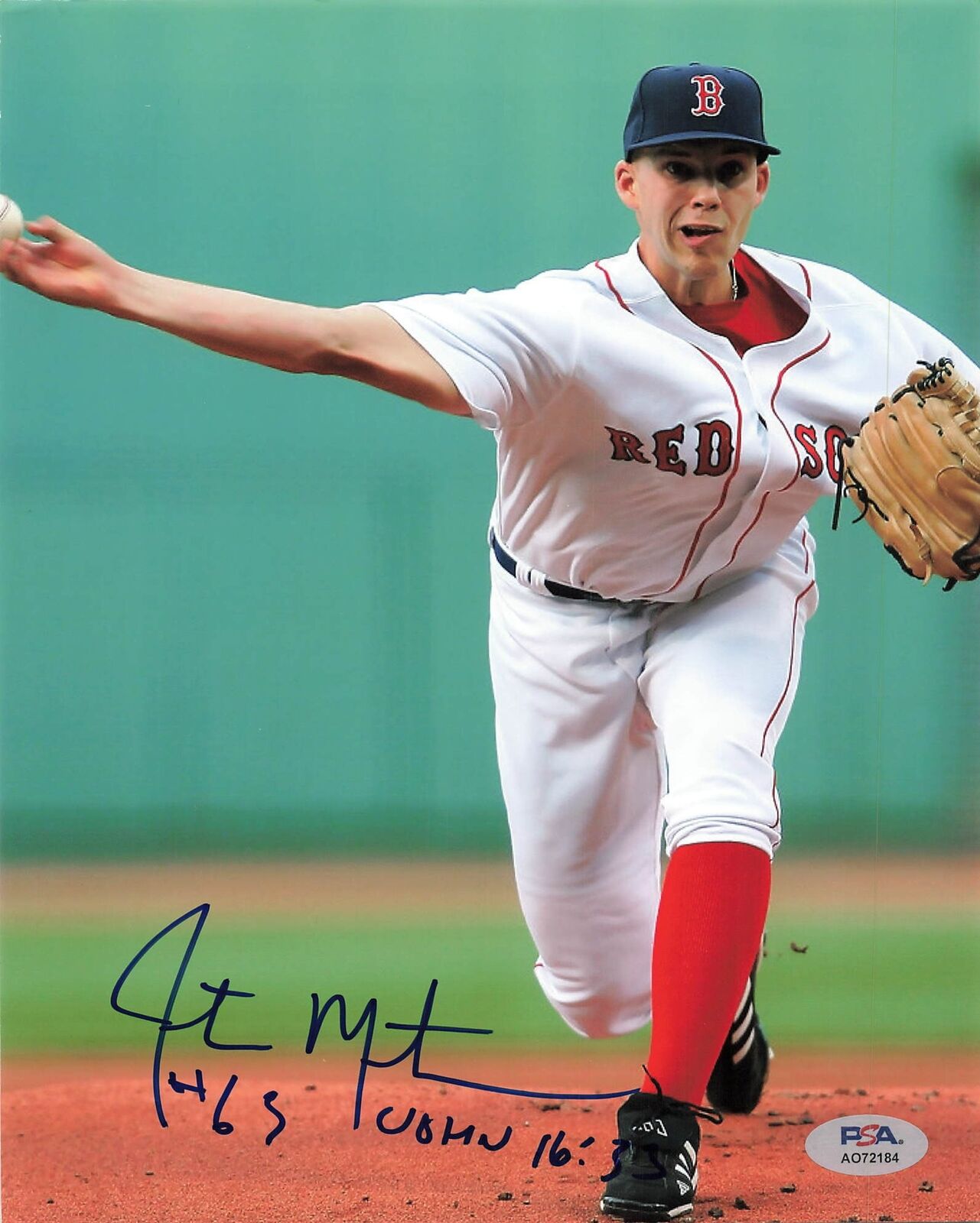 JUSTIN MASTERSON signed 8x10 photo PSA/DNA Boston Red Sox Autographed