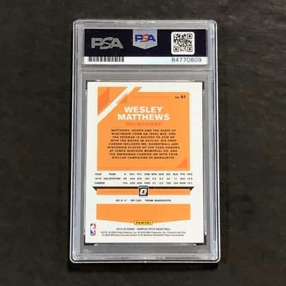 2019-20 Panini Optic #61 Wesley Matthews Signed Card AUTO PSA Slabbed Bucks