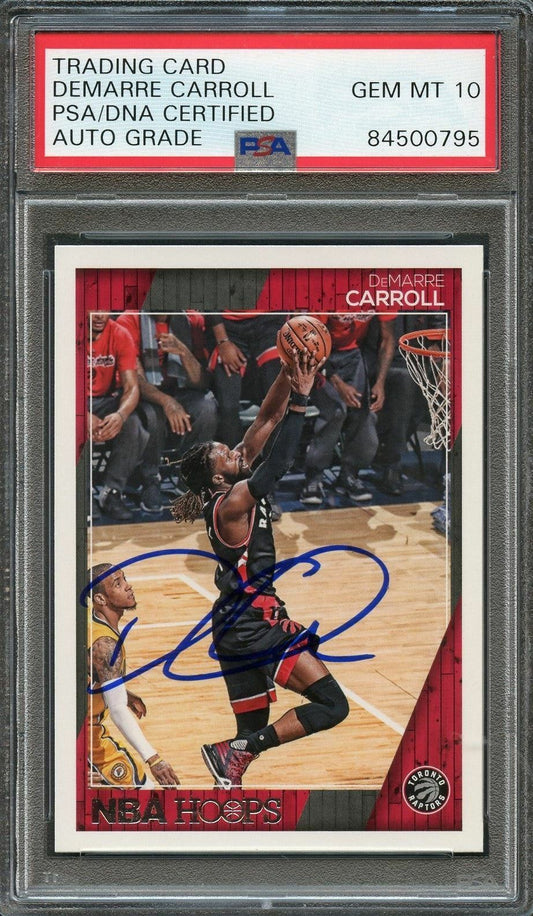 2016-17 NBA Hoops #113 DeMarre Carroll Signed Card AUTO 10 PSA Slabbed Raptors