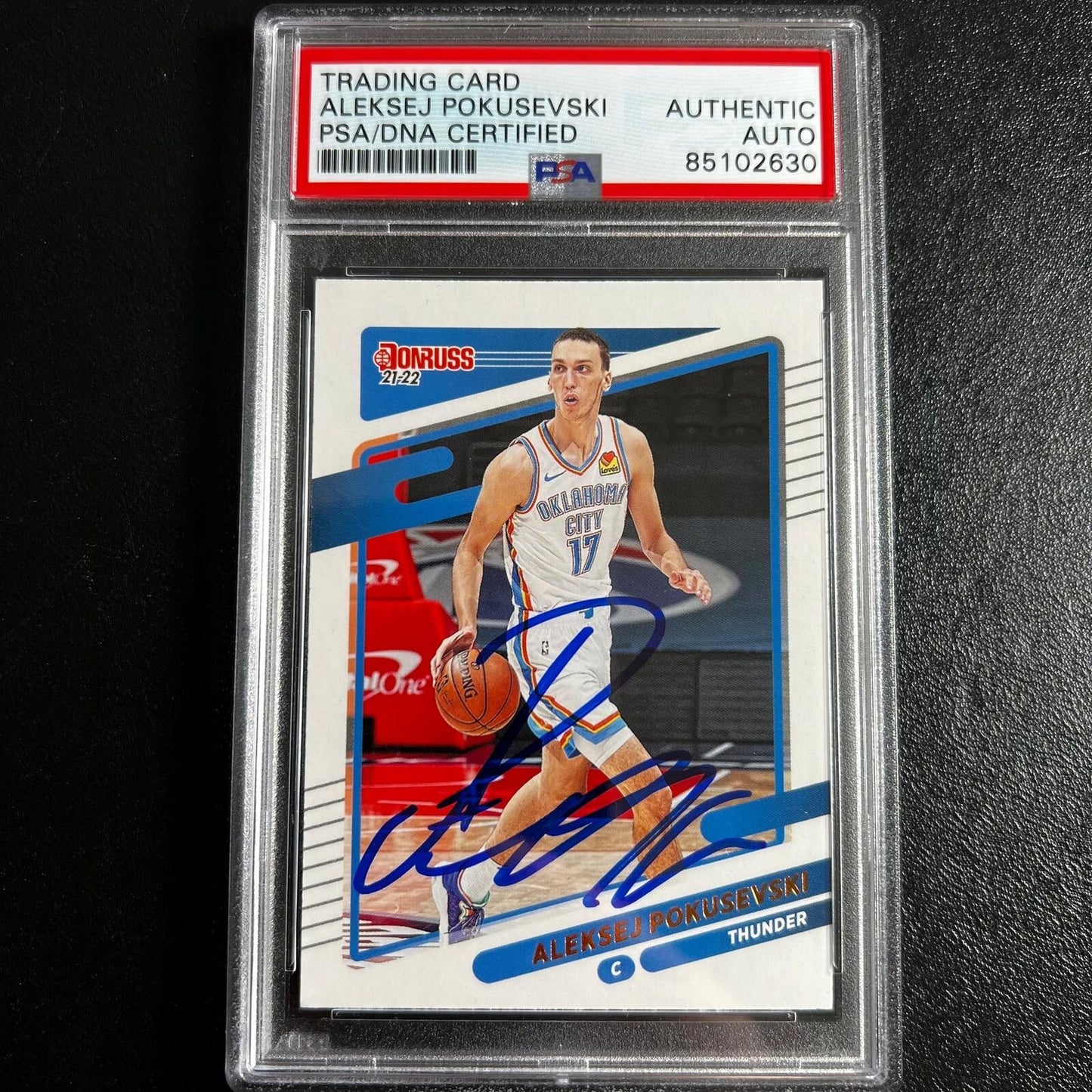2021-22 Panini Donruss #42 Aleksej Pokusevski Signed Card AUTO PSA Slabbed RC Th