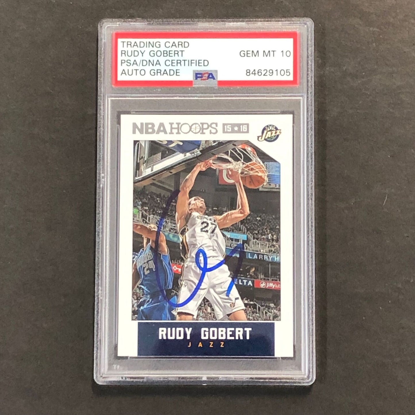 2015-16 NBA Hoops #138 Rudy Gobert Signed Card AUTO 10 PSA Slabbed Jazz