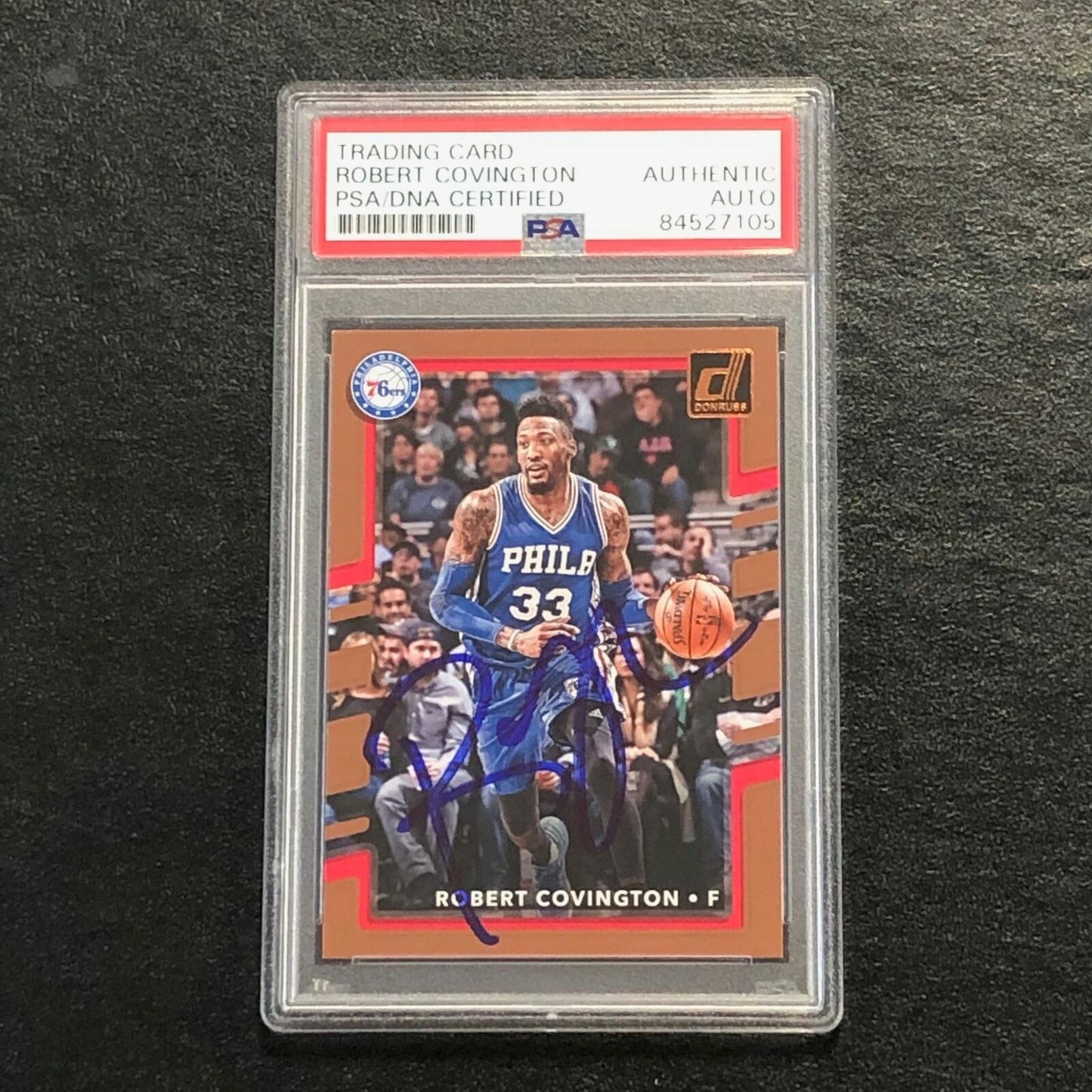 2017-18 Donruss Basketball #111 Robert Covington Signed Card AUTO PSA Slabbed 76