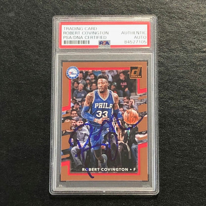 2017-18 Donruss Basketball #111 Robert Covington Signed Card AUTO PSA Slabbed 76