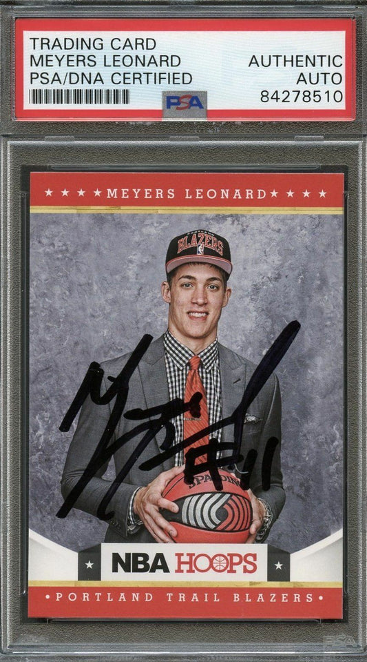 2012 Panini NBA Hoops #285 Meyers Leonard Signed Card AUTO PSA Slabbed Trail Bla