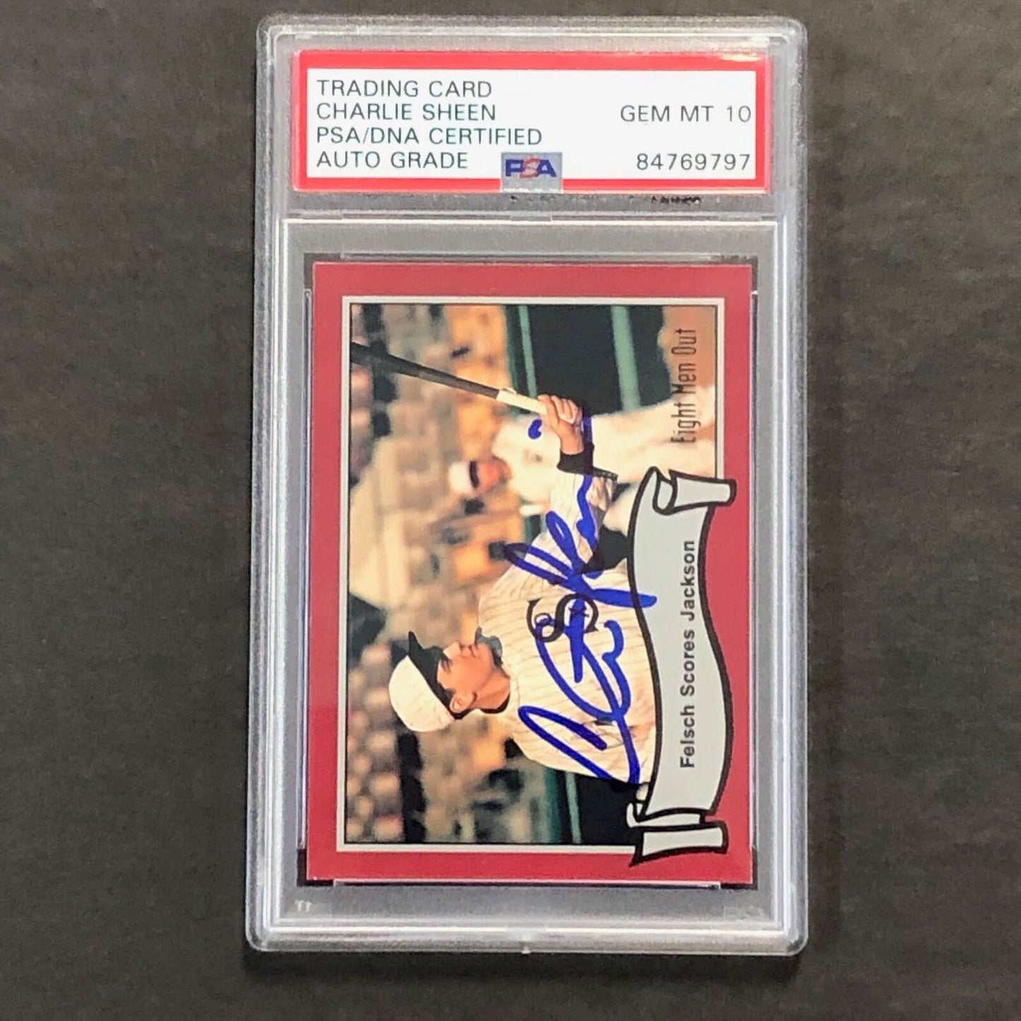 1988 Pacific Baseball #55 Eight Men Out Card Charlie Sheen Signed PSA Auto 10