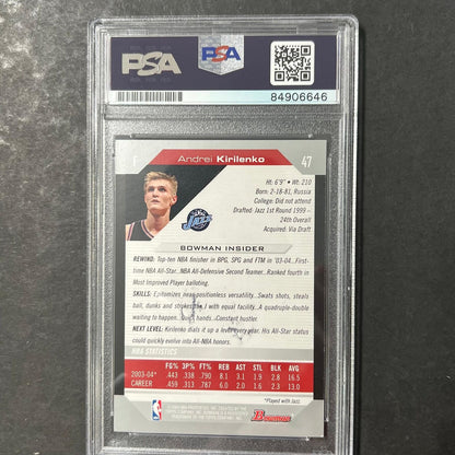 2004-05 Bowman Draft #47 Andrei Kirilenko Signed Card AUTO PSA Slabbed Jazz
