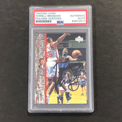 1997 Dan Patrick Upper Deck #335 Terrell Brandon Signed Card AUTO PSA/DNA Slabbe