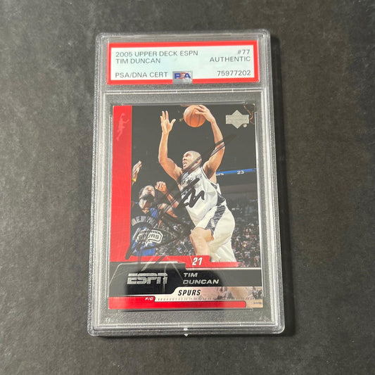 2005 Upper Deck ESPN #77 Tim Duncan Signed Card AUTO PSA/DNA Slabbed Autographed