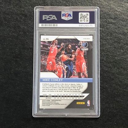 2018-19 Panini Prizm Red White Blue #86 Mike Conley signed Auto Card PSA/DNA Sla