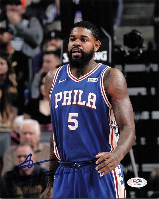 AMIR JOHNSON signed 8x10 photo PSA/DNA Philadelphia 76ers Autographed