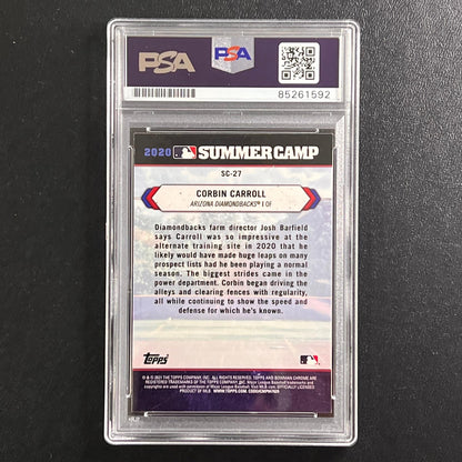 2020 Topps Bowman Chrome Summer Camp #SC-27 Corbin Carroll Signed Card PSA/DNA A