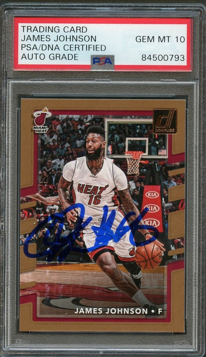 2017-18 Donruss #77 James Johnson Signed Card AUTO 10 PSA/DNA Slabbed Heat