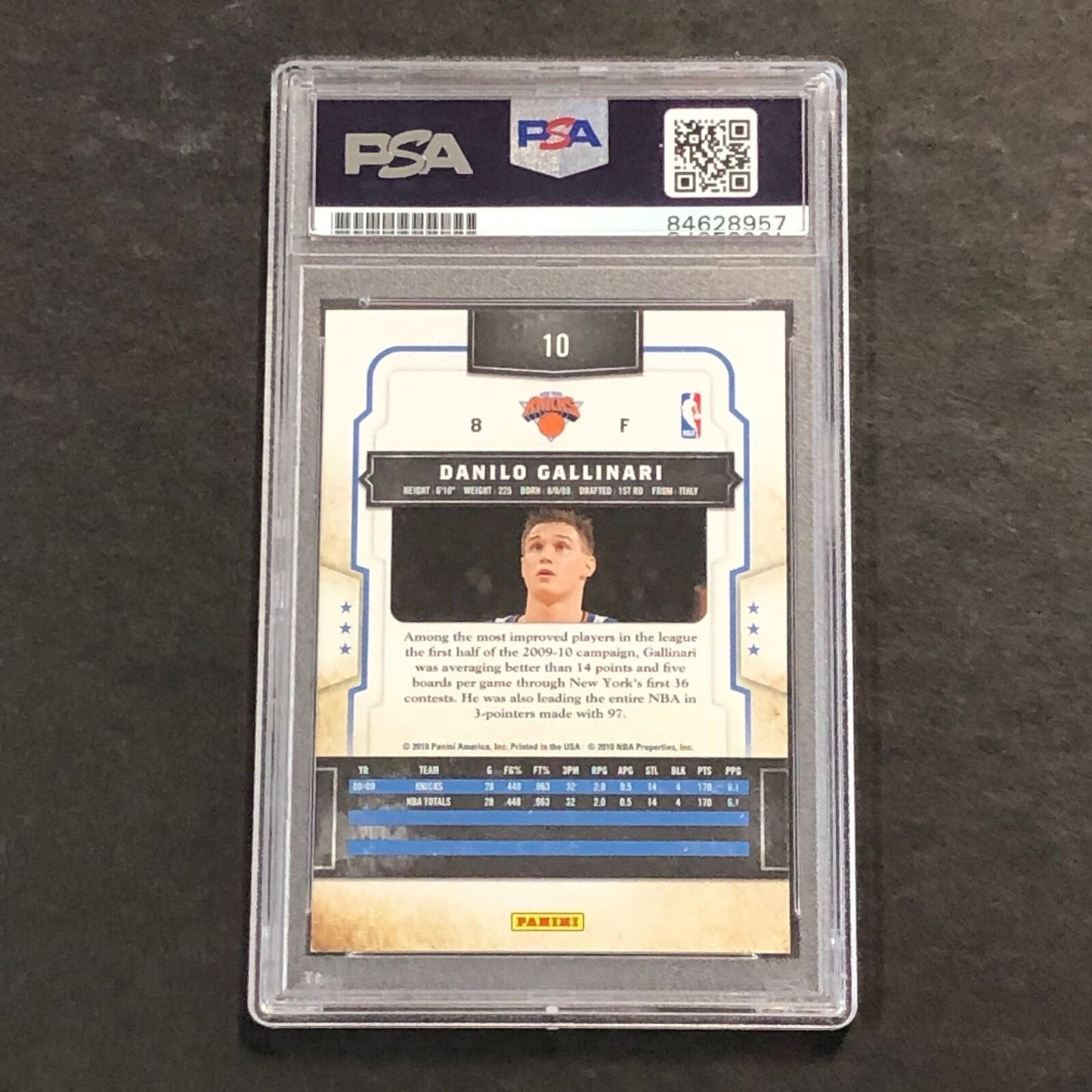 2009-10 Classics Basketball #10 Danilo Gallinari Signed Card AUTO 10 PSA Slabbed