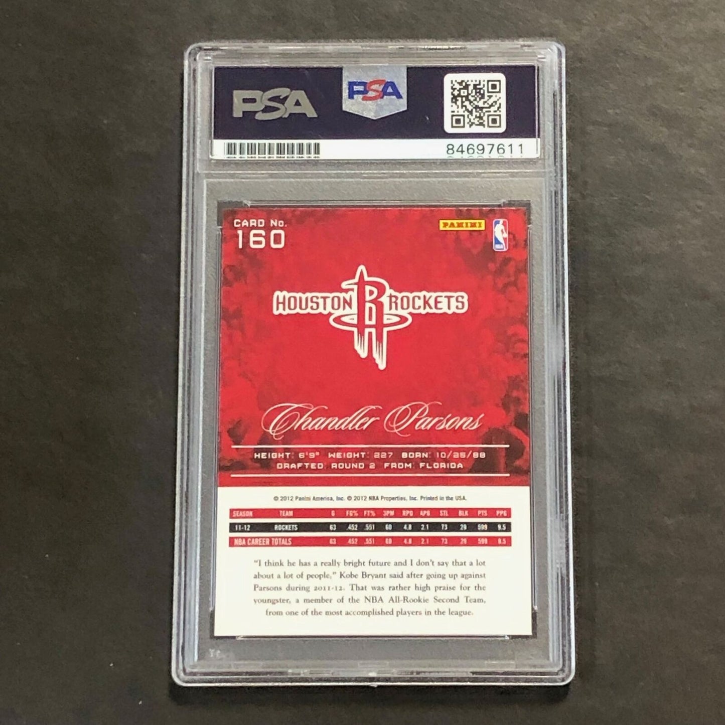2012-13 Panini Prestige #160 Chandler Parsons Signed Card PSA/DNA Slabbed Rocket