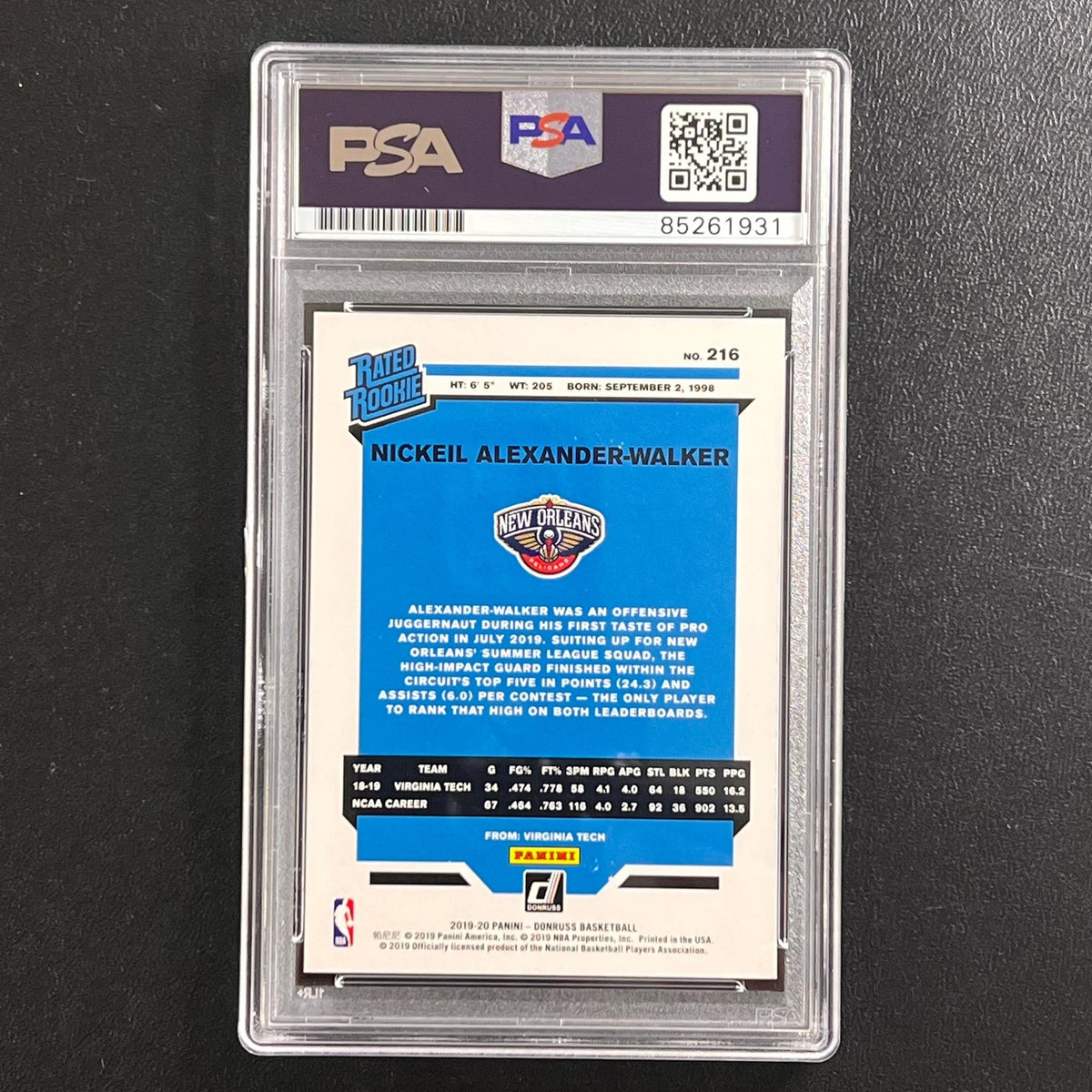 2019-20 Panini Donruss #216 Nickeil Alexander Walker Signed Card AUTO 10 PSA Sla