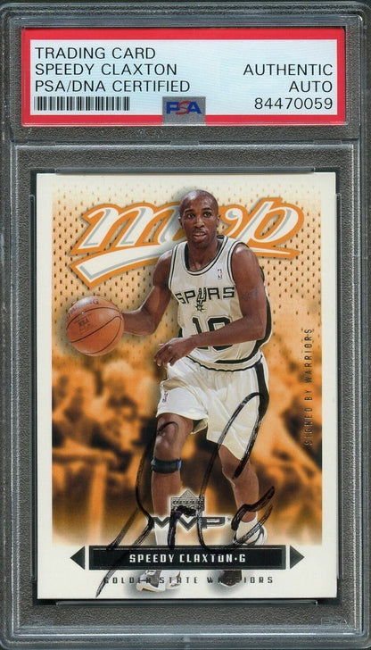 2003-04 Upper Deck MVP #48 Speedy Claxton Signed Card Auto PSA Slabbed