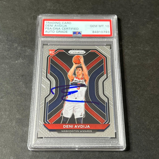 2020-21 Panini Prizm #290 Deni Avdija Signed Card PSA Auto Grade 10 Wizards
